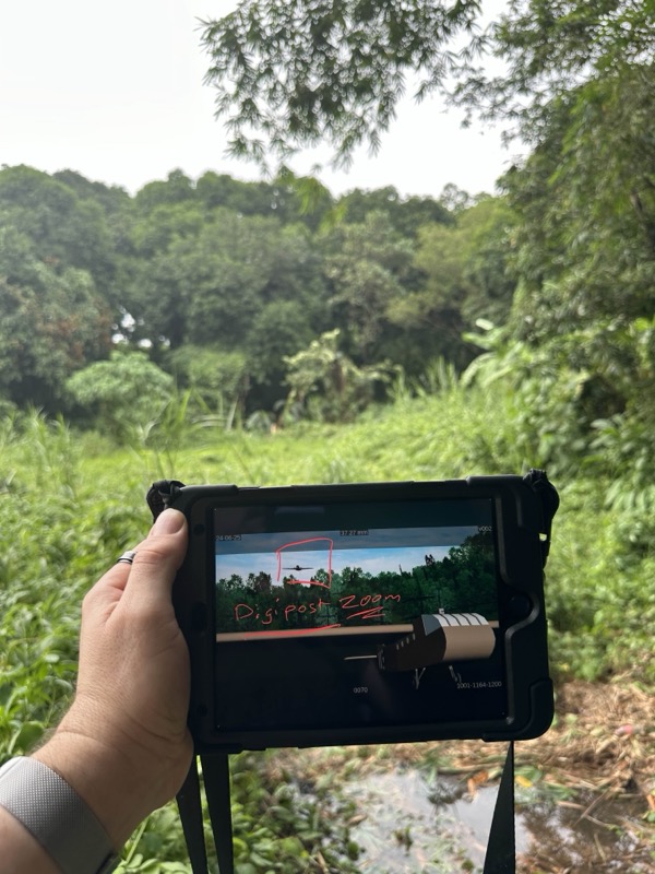 Stuart Willis on location in the Philippines, referencing the previz on his iPad