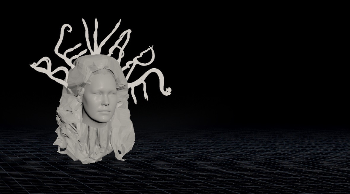 The Portable Door VFX — Houdini HairGen guide curves spelling BEWARE, enchanted hair simulation by Future Associate